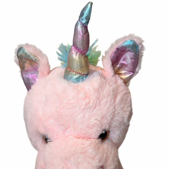 Dan Dee Collectors Choice Pink Unicorn Iridescent Rainbow Plush Stuffed Toy 16" - Picture 2 of 7